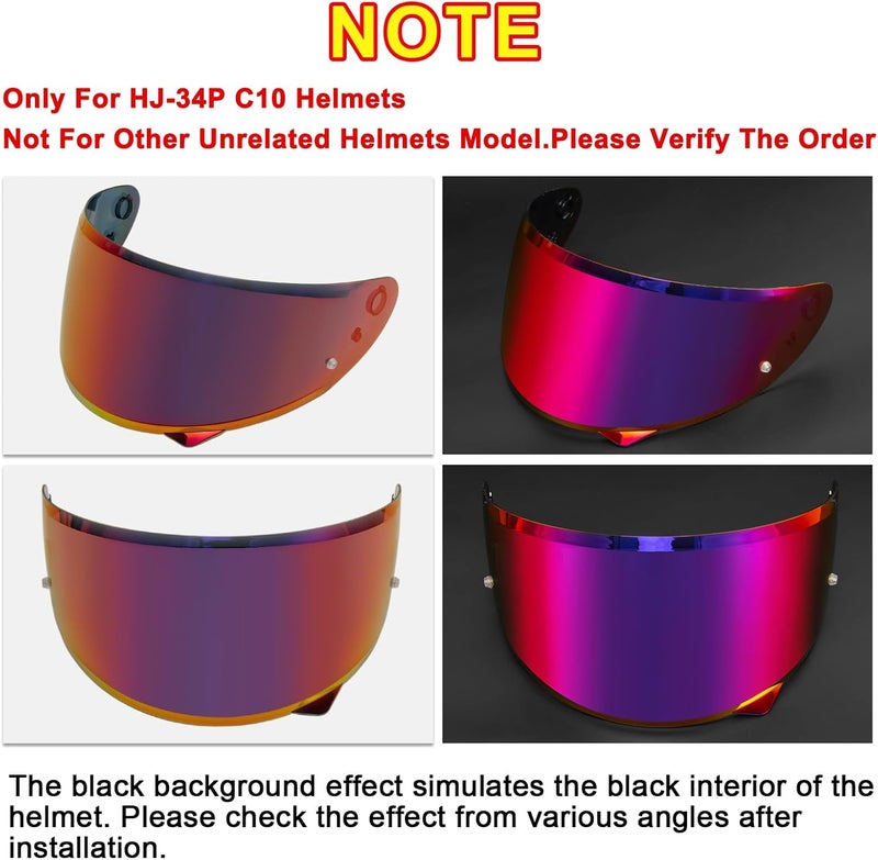 psler C10 Visor with Anti-Fog Film - C10 Tinted Visor HJ-34P Visor Pinlock-Ready Helmet Face Shield for C10 HJ-34P,Anti-Fog Film + Deep Purplish Red Visor - Image 5